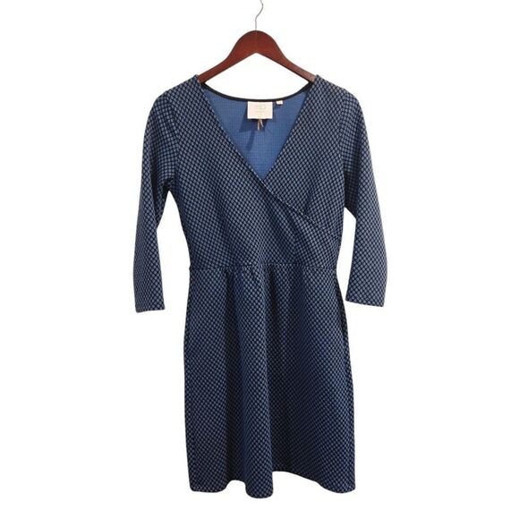 Anthropologie HD in Paris Blue Black Polka Dot Dress Size Small - Picture 2 of 8